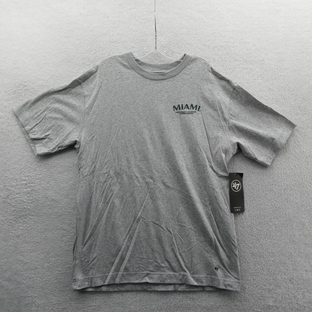 47 Brand Shirt Men Medium Miami Hurricanes Gray NCAA Sebastian Ibis Cotton Blend